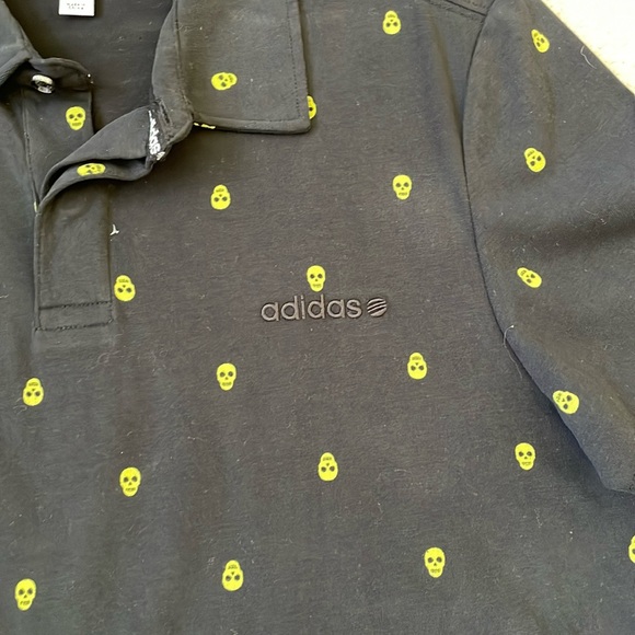 Adidas NEO Men’s Skull Glow in Dark Black Polo Golf Shirt ~ Medium ~ NWT RARE!💀 - Picture 1 of 9